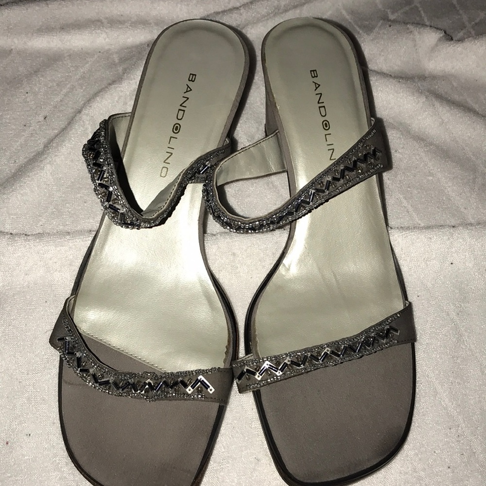 Silver beaded heels